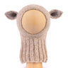 Hand-knitted toddler balaclava in Light Beige made of soft alpaca wool and silk with animal ears.